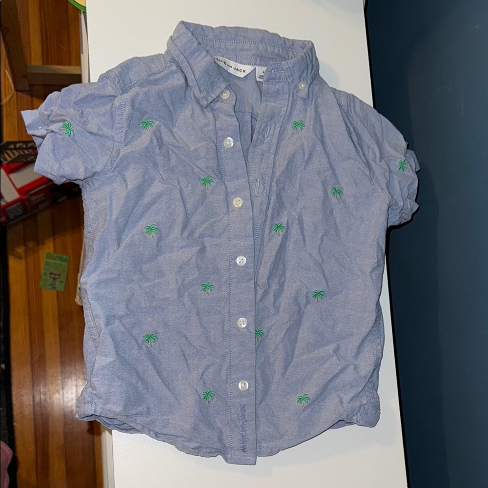 Blue Kids Shirt with Green Palm Trees
